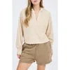 Blu Pepper Solid Hooded Henley In Taupe