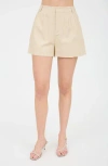 Blu Pepper Solid Pleated Front Shorts In Neutral