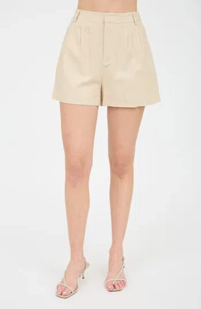 Blu Pepper Solid Pleated Front Shorts In Neutral