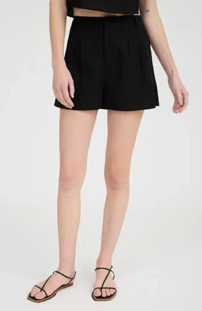 Blu Pepper Solid Pleated Front Shorts In Black