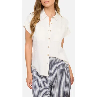 Blu Pepper Solid Short Sleeve Button-up Shirt In White
