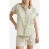 Blu Pepper Solid Short Sleeve Button-up Shirt In Green