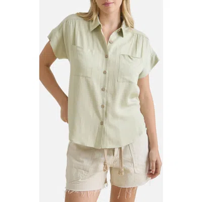 Blu Pepper Solid Short Sleeve Button-up Shirt In Green