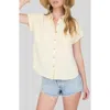 Blu Pepper Solid Short Sleeve Button-up Shirt In Yellow