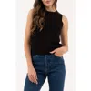 Blu Pepper Solid Sleeveless Sweater In Black