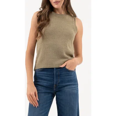 Blu Pepper Solid Sleeveless Sweater In Light Olive