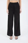 Blu Pepper Solid Wide Leg Pants In Black