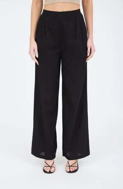 Blu Pepper Solid Wide Leg Pants In Black
