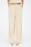 Blu Pepper Solid Wide Leg Pants In Khaki