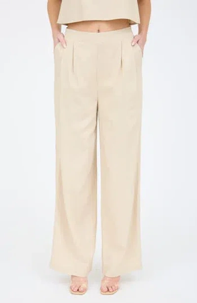 Blu Pepper Solid Wide Leg Pants In Khaki