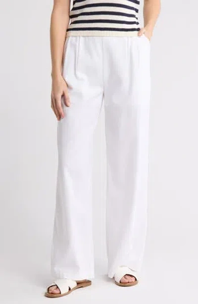 Blu Pepper Solid Wide Leg Pants In White