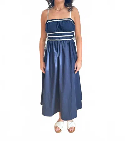 Blu Pepper Spaghetti Strap Midi Dress In Royal Navy In Blue