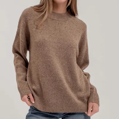 Blu Pepper Speckle Knit Mock Neck Sweater In Brown