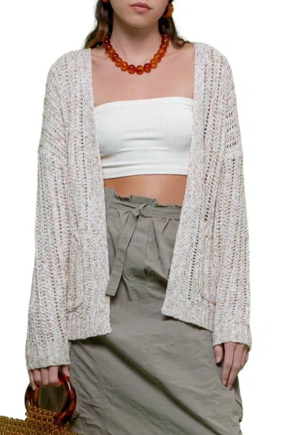 Blu Pepper Split Hem Cardigan In Neutral