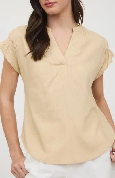 Blu Pepper Split Neck Short Sleeve Top