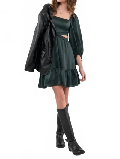 Blu Pepper Square Neck Cut-out Mini Dress In Hunter Green