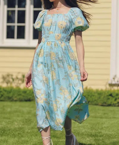 Blu Pepper Square Neck Floral Dress In Blue