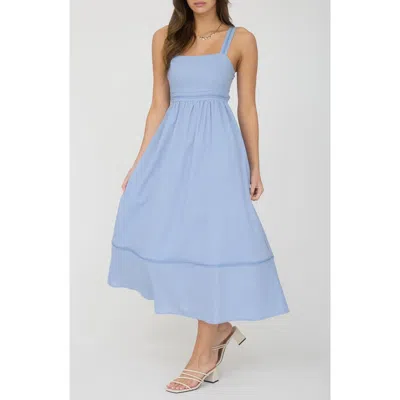 Blu Pepper Square Neck Midi Dress In Blue