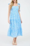 Blu Pepper Square Neck Midi Dress In Light Blue
