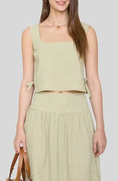 Blu Pepper Square Neck Side Tie Tank Top In Green
