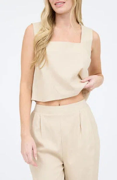 Blu Pepper Square Neck Tank In Khaki