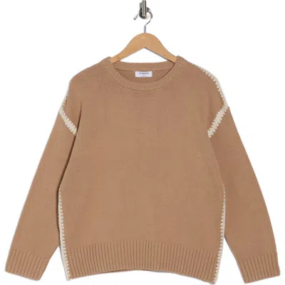 Blu Pepper Stitched Sweater In Brown