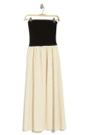 Blu Pepper Strapless Midi Dress In Multi