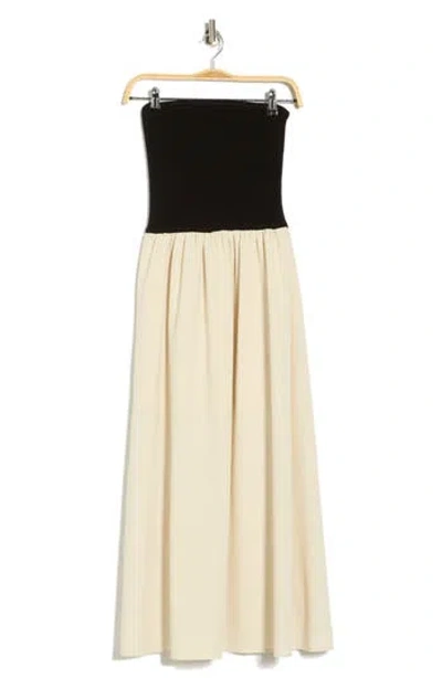 Blu Pepper Strapless Midi Dress In Multi