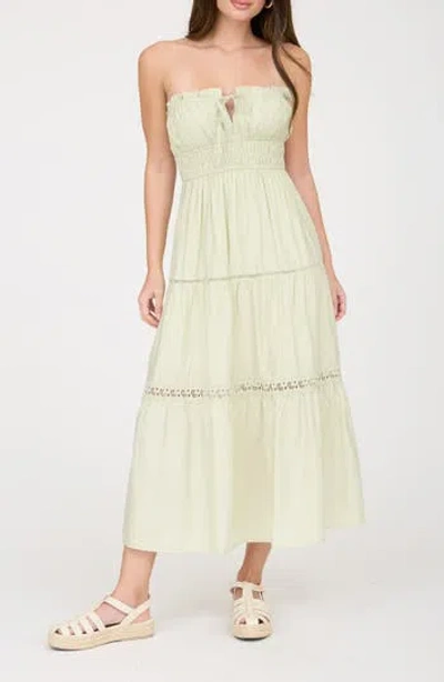 Blu Pepper Strapless Midi Dress In Green