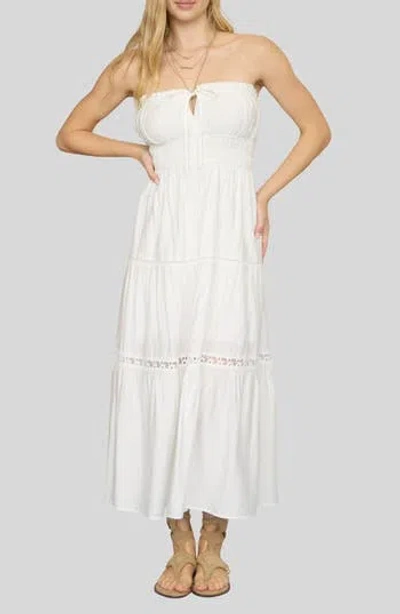 Blu Pepper Strapless Midi Dress In White