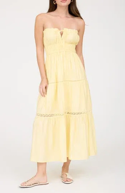 Blu Pepper Strapless Midi Dress In Yellow