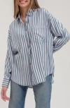 Blu Pepper Stripe Button Down Top In Multi