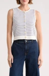 Blu Pepper Stripe Button Front Sweater Vest In Blue