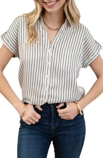Blu Pepper Stripe Button-up Shirt In Ivory