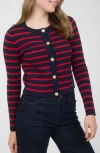 Blu Pepper Stripe Cardigan In Blue