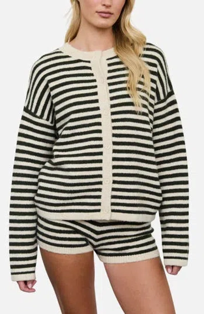 Blu Pepper Stripe Cardigan In Black