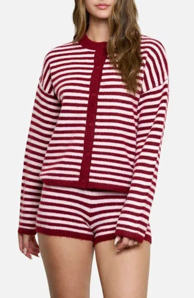 Blu Pepper Stripe Cardigan In Pink