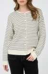 Blu Pepper Stripe Cotton Blend Cardigan In Neutral