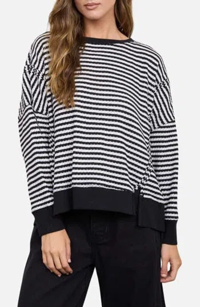 Blu Pepper Stripe Cotton Blend Sweater In Black