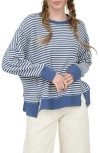 Blu Pepper Stripe Cotton Blend Sweater In Blue
