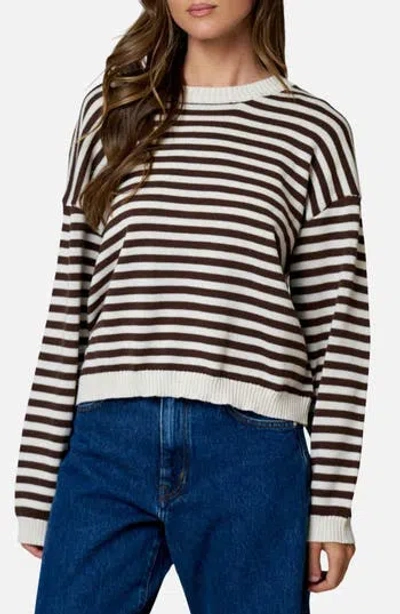 Blu Pepper Stripe Cotton Blend Sweater In Oatmeal