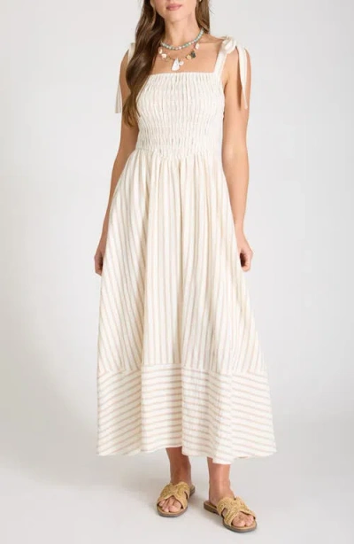 Blu Pepper Stripe Cotton Maxi Sundress In Neutral