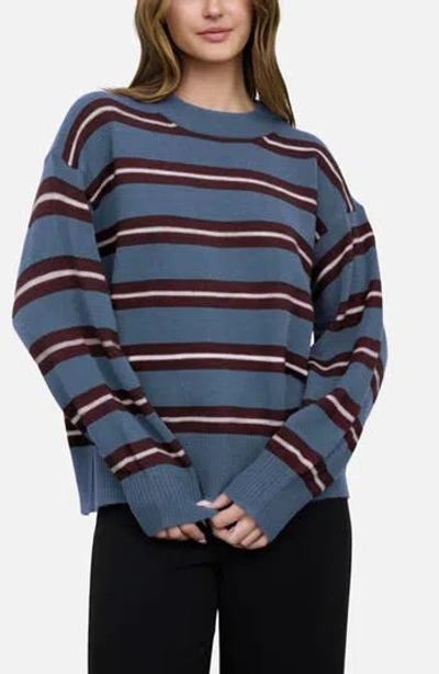 Blu Pepper Stripe Crew Sweater In Blue