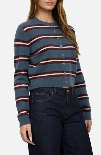 Blu Pepper Stripe Crewneck Cardigan In Light Blue Multi