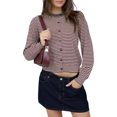 Blu Pepper Stripe Crewneck Cardigan In Multi