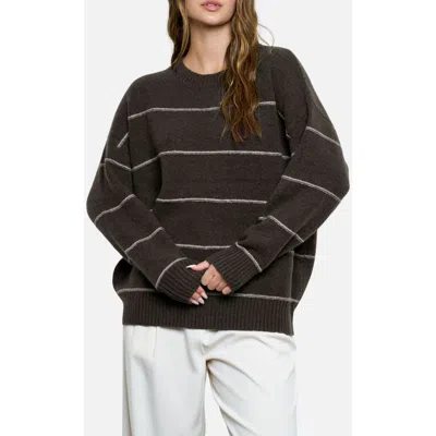 Blu Pepper Stripe Crewneck Sweater In Black
