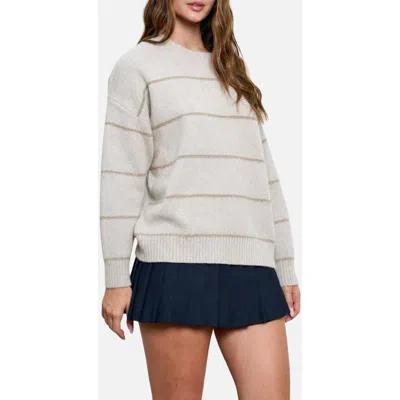 Blu Pepper Stripe Crewneck Sweater In Neutral