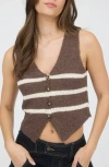Blu Pepper Stripe Crop Sweater Vest