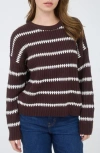 Blu Pepper Stripe Drop Shoulder Sweater In Brown