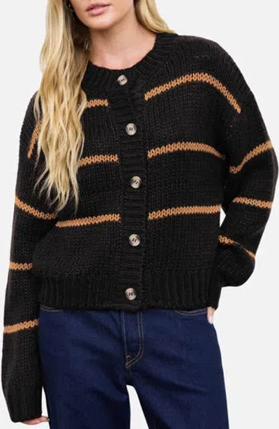 Blu Pepper Stripe Jacquard Cardigan In Black